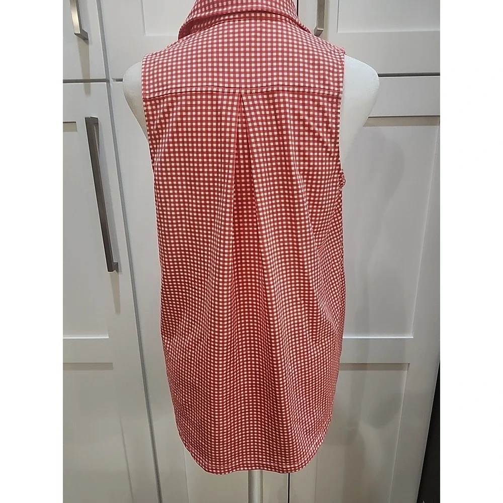 J McLAUGHLIN Red/White Check Sleeveless Shirt Womens Size S - Picture 2 of 6